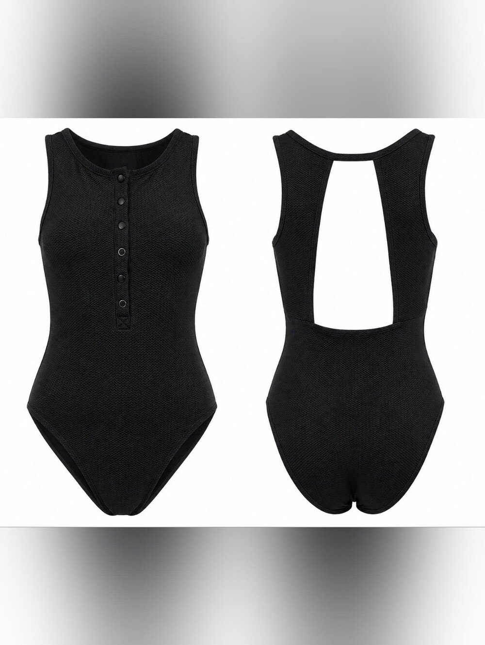 NWT Andie x Target Black Button Front Open Back One Piece Swimsuit S Luxury
